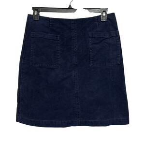 Boden Dorchester Skirt Navy Blue Twill Cotton‎ Pocket Front Soft Office US 10 L
